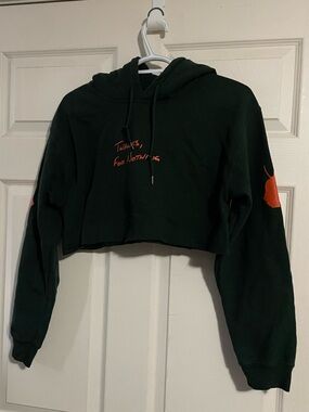 Dark Green Cropped Hoodie